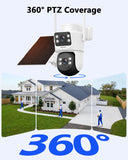 【All-in-One Security System】 Security Cameras Wireless Outdoor, WiFi Home Video Surveillance Systems, Solar Powered PTZ Security Camera System DVR Kits