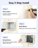 Wall Mount DVR & NVR Lock Box, Heavy Duty Metal Security Cabinet for CCTV, Ventilated with Cable Management