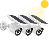 WEILAILIFE Solar Motion Sensor Simulated Cameras Outdoor Wireless Security Floodlight Fake Security Camera with LED Spotlights Waterproof 800 Lumen Bright Exterior Light
