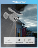 WEILAILIFE Solar Motion Sensor Simulated Cameras Outdoor Wireless Security Floodlight Fake Security Camera with LED Spotlights Waterproof 800 Lumen Bright Exterior Light