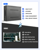 Wall Mount DVR & NVR Lock Box, Heavy Duty Metal Security Cabinet for CCTV, Ventilated with Cable Management