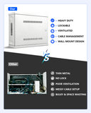 Wall Mount DVR & NVR Lock Box, Heavy Duty Metal Security Cabinet for CCTV, Ventilated with Cable Management