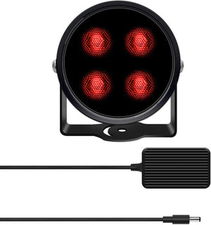 Iluminador infrarrojo (IR) de 4 LED de alta potencia con ángulo amplio y alcance largo, luz infrarroja de 850 nm, luces de inundación IR para visión nocturna en cámaras CCTV e IP con adaptador de corriente